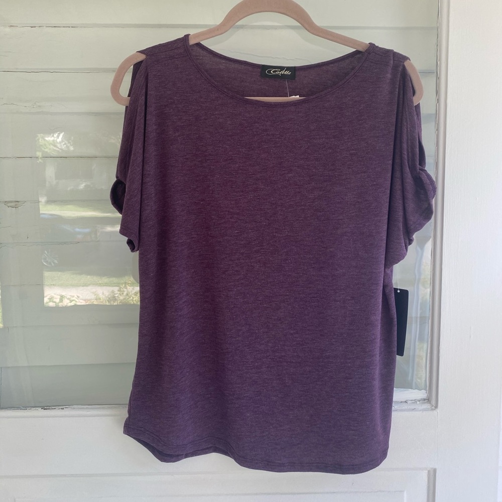 Eggplant Cold Shoulder Top